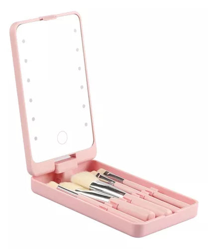 Estuche de Brochas con Espejo Led